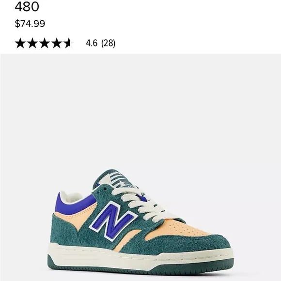 New Balance 480 Kids Green and Orange sneakers