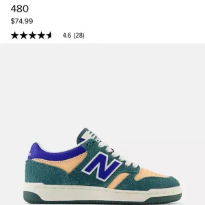 New Balance 480 Kids Green and Orange sneakers