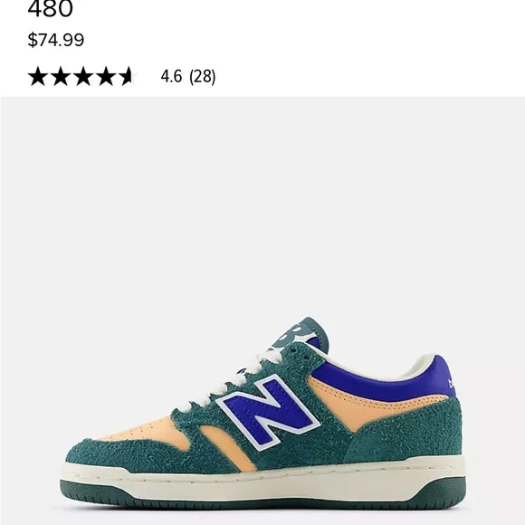 New Balance 480 Kids Green and Orange sneakers