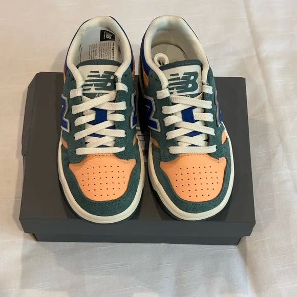 New Balance 480 Kids Green and Orange sneakers