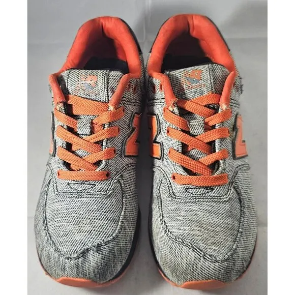 New Balance 574 Toddler Sneakers Black/Grey/Orange Size 2 With Flaw