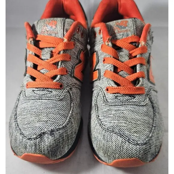 New Balance 574 Toddler Sneakers Black/Grey/Orange Size 2 With Flaw