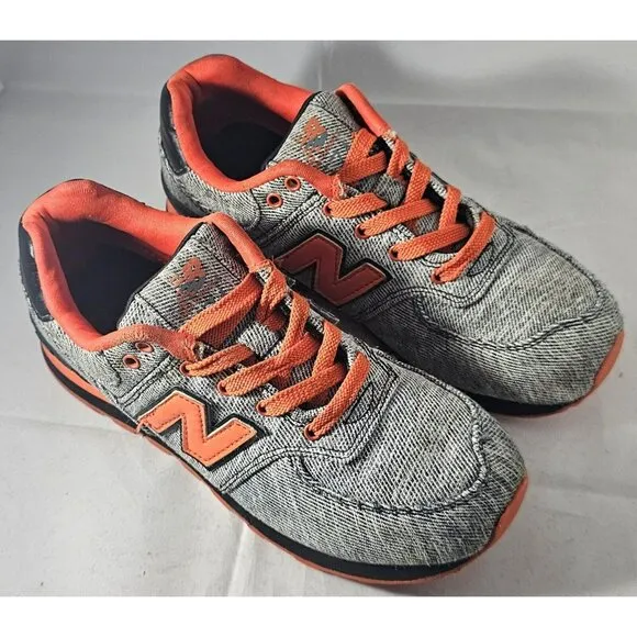 New Balance 574 Toddler Sneakers Black/Grey/Orange Size 2 With Flaw