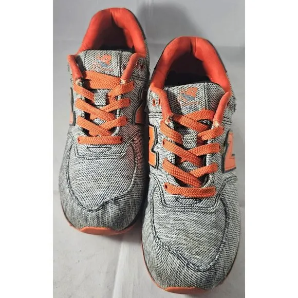 New Balance 574 Toddler Sneakers Black/Grey/Orange Size 2 With Flaw