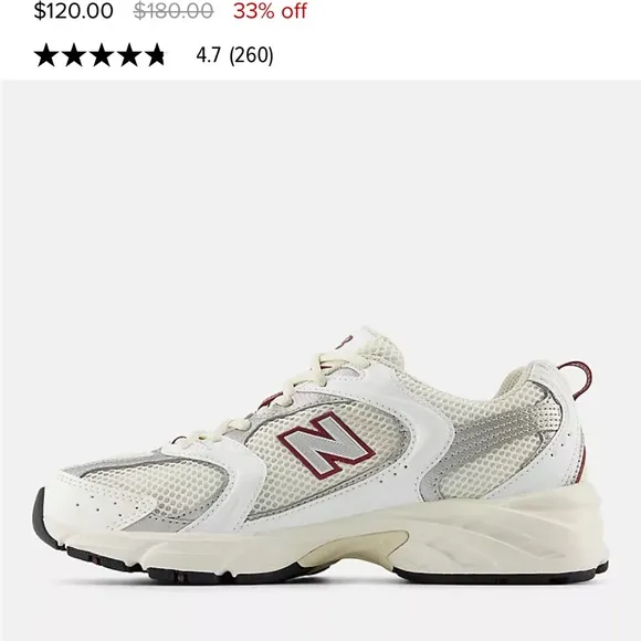New balance sea salt with white and mercury red running shoes