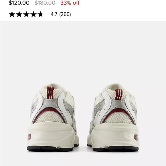 New balance sea salt with white and mercury red running shoes