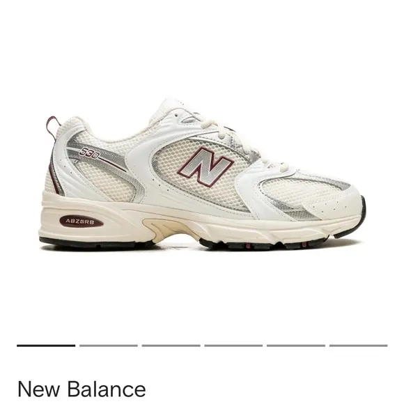 New balance sea salt with white and mercury red running shoes