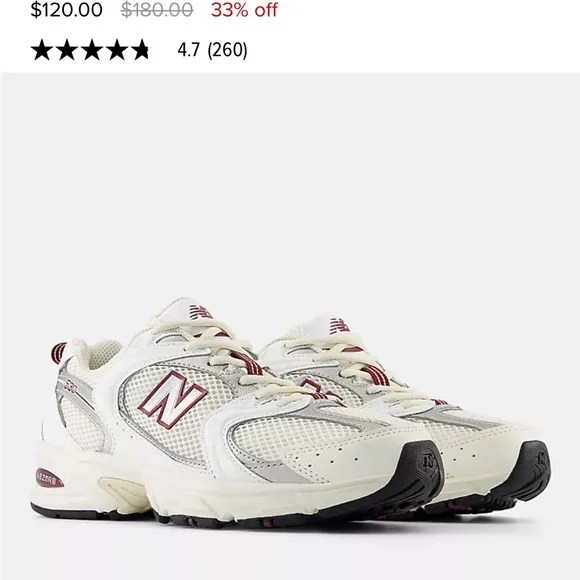 New balance sea salt with white and mercury red running shoes