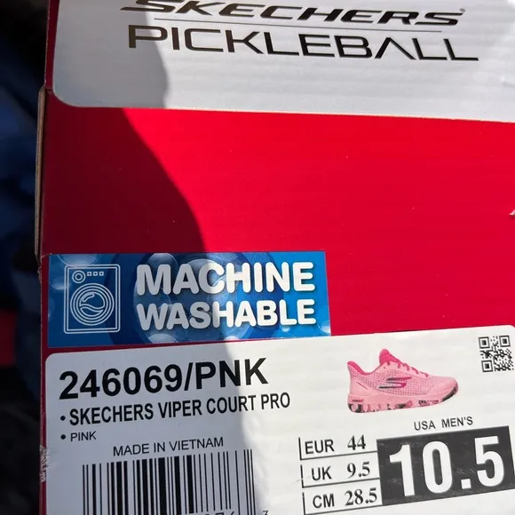 New Box Pink Cancer Men’s Skechers Viper Court Pro Size 10 1/2 10.5 Pickleball