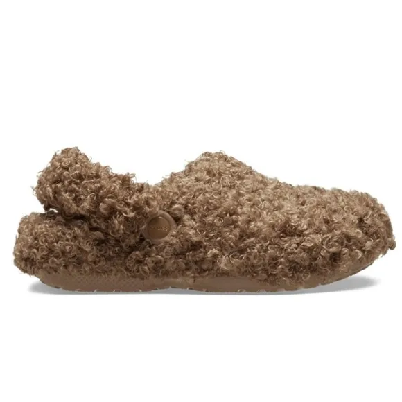 NEW CROCS Classic Doodle Fur Lined Clog Women's Size 11 Slip on Brown