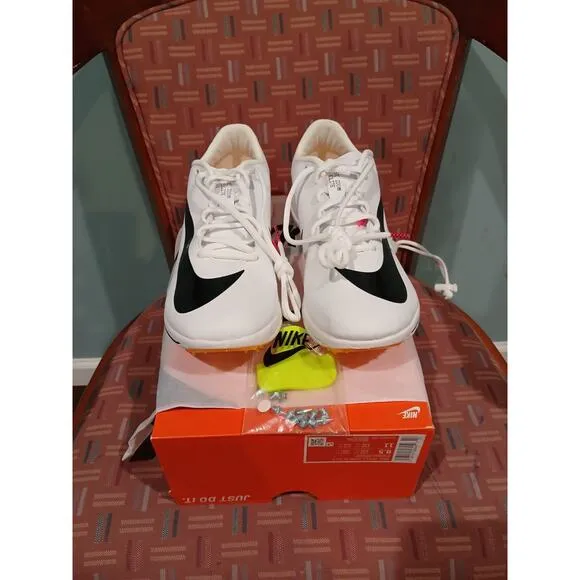 New Men's 9.5 Nike TJ Triple Jump Elite 2 Track Shoes White Black Spikes