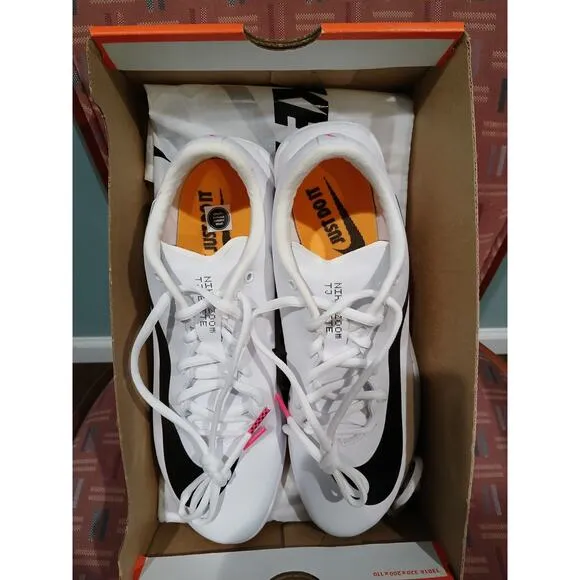 New Men's 9.5 Nike TJ Triple Jump Elite 2 Track Shoes White Black Spikes