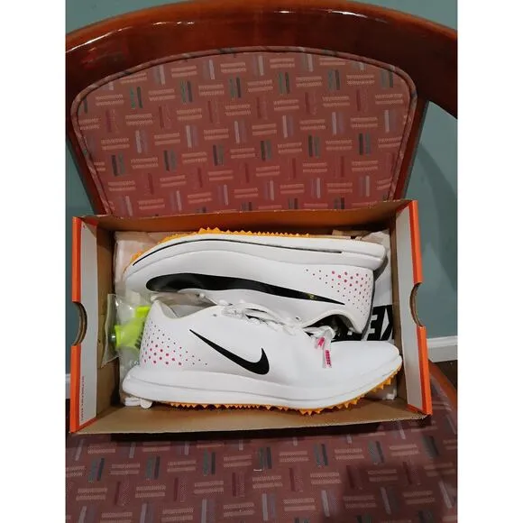 New Men's 9.5 Nike TJ Triple Jump Elite 2 Track Shoes White Black Spikes