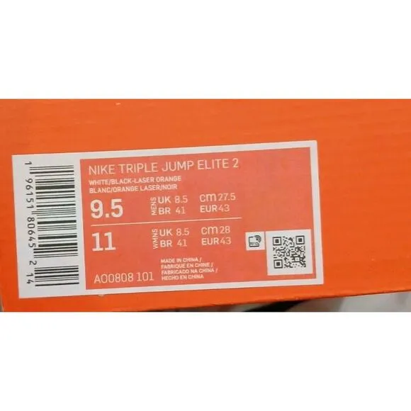 New Men's 9.5 Nike TJ Triple Jump Elite 2 Track Shoes White Black Spikes