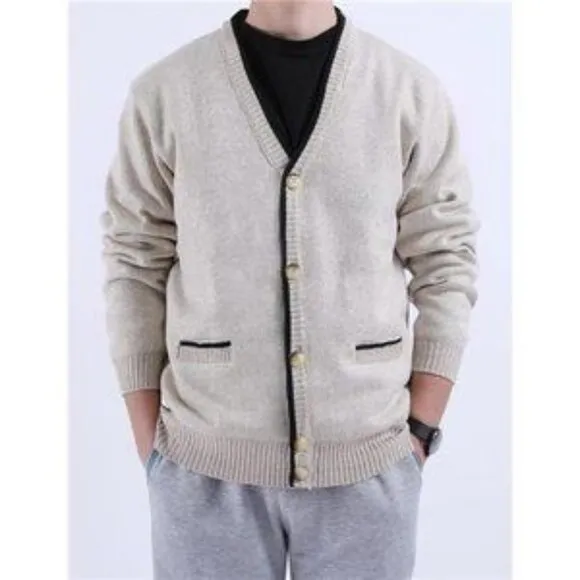 New Men's Cardigans Slim Fit Beige​