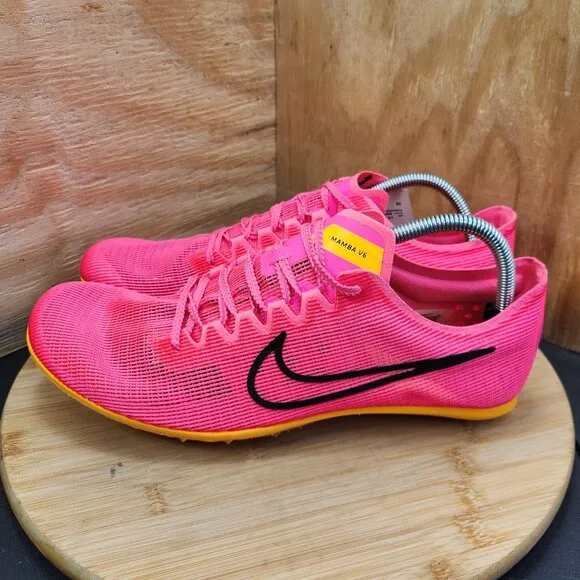 New Nike Zoom Mamba 6 Mens Pink Track &amp; Field Running Spikes Size 11.5 Shoes