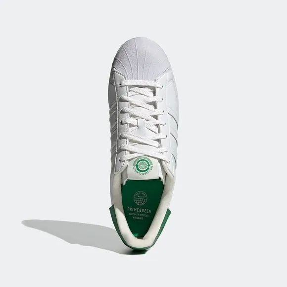 NEW Size 8 Mens Adidas Superstar Primegreen White Lace-Up Vegan Shoes FY5480