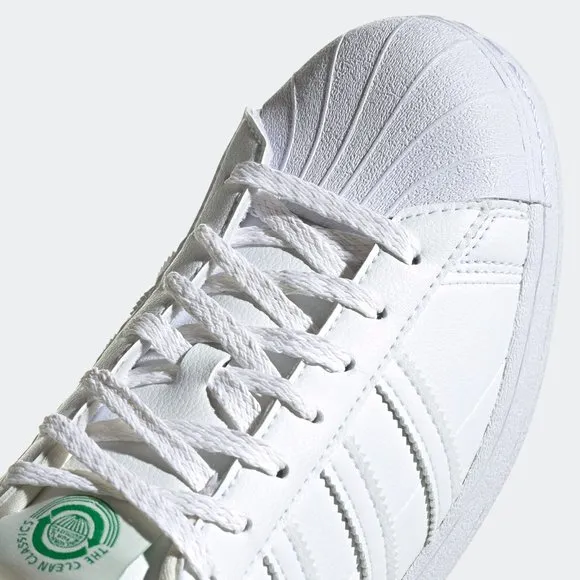 NEW Size 8 Mens Adidas Superstar Primegreen White Lace-Up Vegan Shoes FY5480