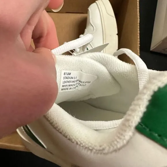 New Tretorn Stadium 2.0 White Green Leather Court Shoes Sneakers 8.5