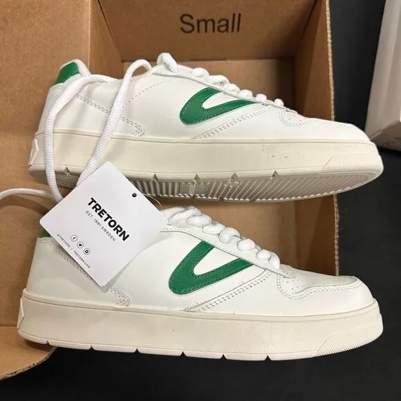 New Tretorn Stadium 2.0 White Green Leather Court Shoes Sneakers 8.5