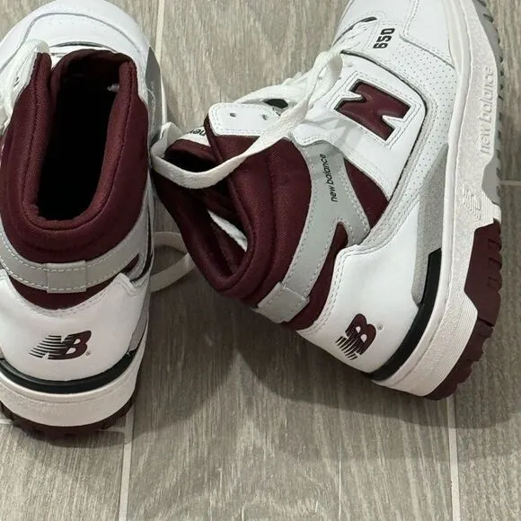 New Balance White and Red Athletic Shoes with Leather Upper