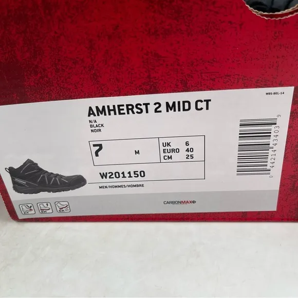 NIB! Wolverine Men’s Amherst II Carbonmax Black Composite Toe Work Boot-Size 7 M