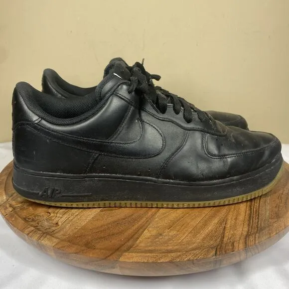 Nike Air Force 1 07 Low Triple Black Gum Mens Size 14 Shoes