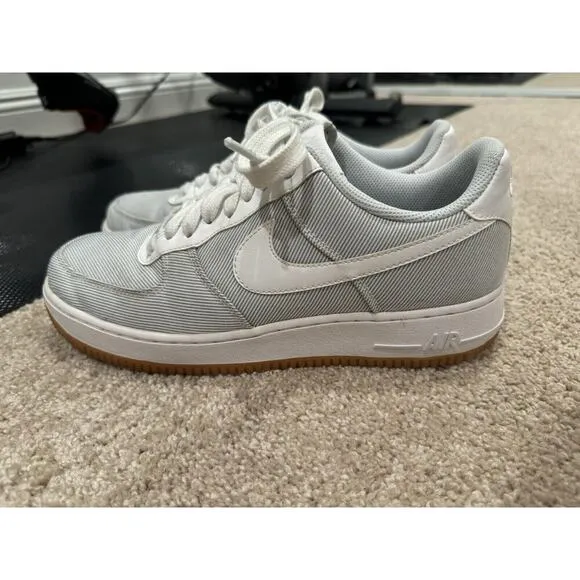 Nike Air Force 1 Low Seersucker Sneakers | EUC | Pure Platinum/White-Light Blue