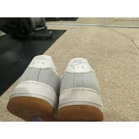Nike Air Force 1 Low Seersucker Sneakers | EUC | Pure Platinum/White-Light Blue