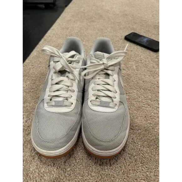 Nike Air Force 1 Low Seersucker Sneakers | EUC | Pure Platinum/White-Light Blue