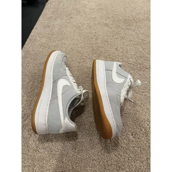Nike Air Force 1 Low Seersucker Sneakers | EUC | Pure Platinum/White-Light Blue