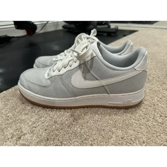 Nike Air Force 1 Low Seersucker Sneakers | EUC | Pure Platinum/White-Light Blue