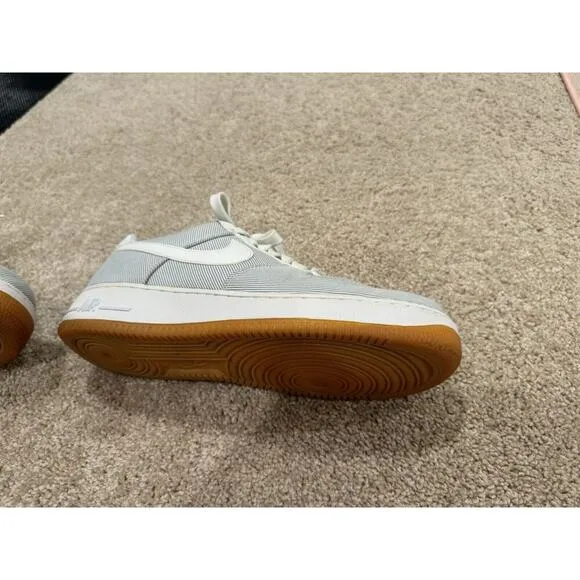 Nike Air Force 1 Low Seersucker Sneakers | EUC | Pure Platinum/White-Light Blue