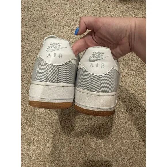 Nike Air Force 1 Low Seersucker Sneakers | EUC | Pure Platinum/White-Light Blue
