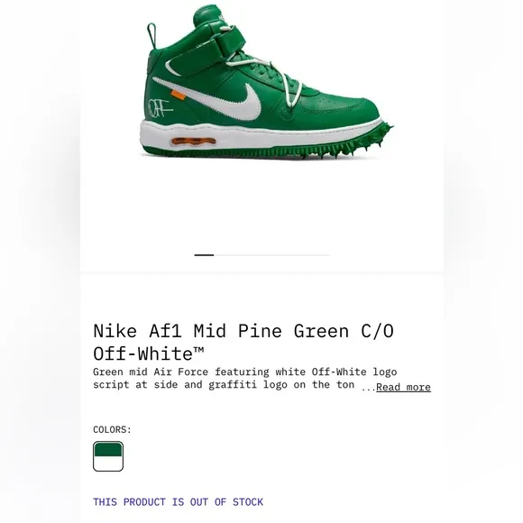 NIKE Air Force 1 Mid Off-White Pine Green