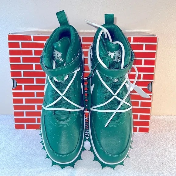 Nike Air Force 1 Mid Sp Leather Off White Pine Green Men's Size 14