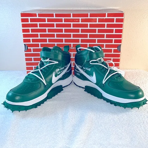 Nike Air Force 1 Mid Sp Leather Off White Pine Green Men's Size 14
