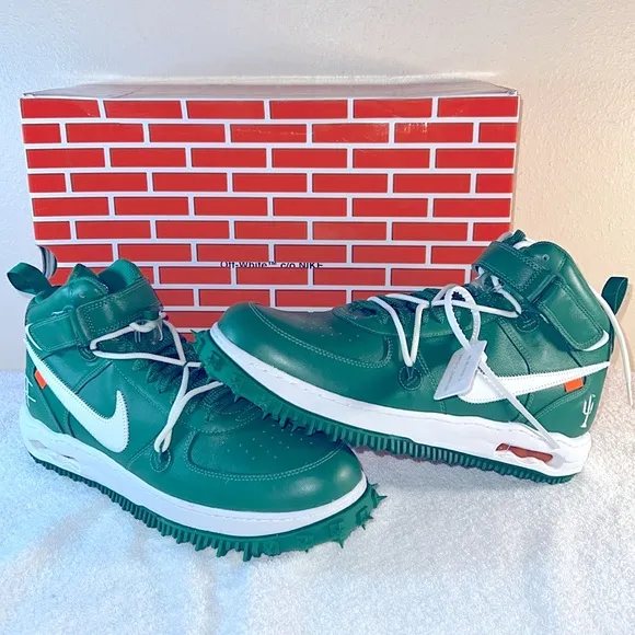 Nike Air Force 1 Mid Sp Leather Off White Pine Green Men's Size 14