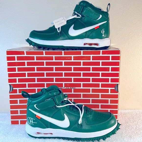 Nike Air Force 1 Mid Sp Leather Off White Pine Green Men's Size 14
