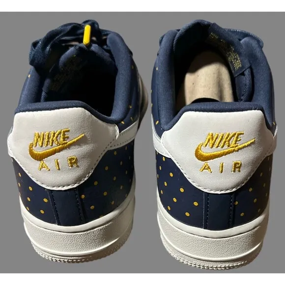 Nike Air Force 1 Women’s Size 9.5 Low Thunder Blue Yellow Ochre Blue Polkadots