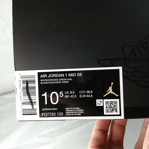 Nike Air Jordan 1 Mid Shoes Oxidized Green White Grey FQ7720-103 Men's 10.5 NA