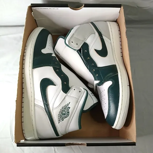 Nike Air Jordan 1 Mid Shoes Oxidized Green White Grey FQ7720-103 Men's 10.5 NA