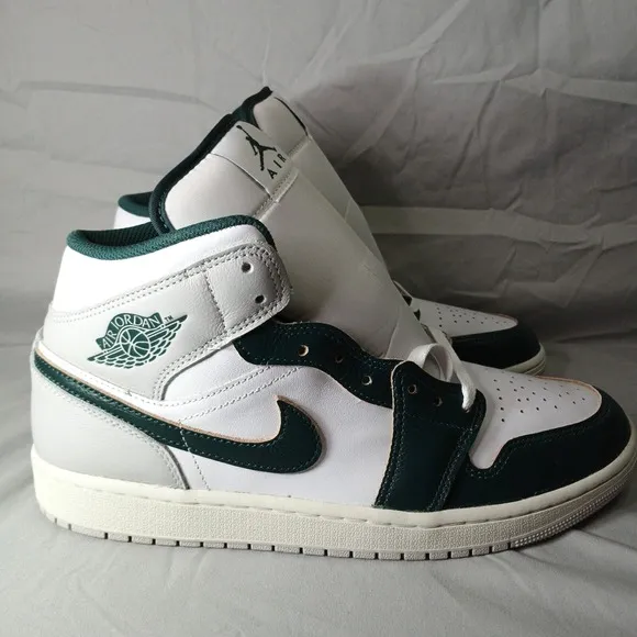 Nike Air Jordan 1 Mid Shoes Oxidized Green White Grey FQ7720-103 Men's 10.5 NA