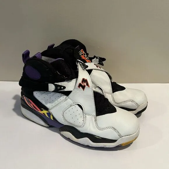 Nike Air Jordan‎ 8 Three-Peat White Purple Black 305381-142 Used Men's Sz 8.5