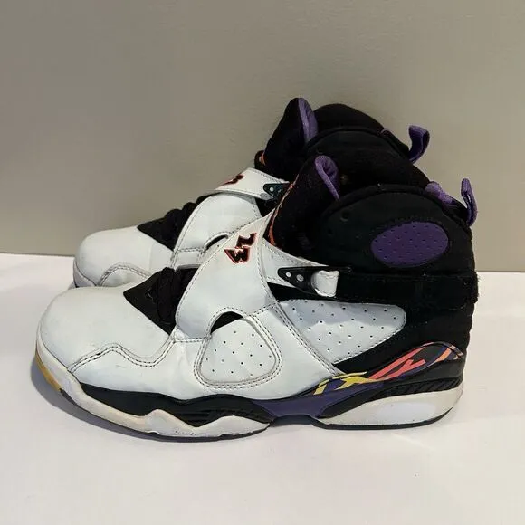 Nike Air Jordan‎ 8 Three-Peat White Purple Black 305381-142 Used Men's Sz 8.5