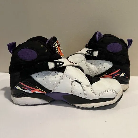 Nike Air Jordan‎ 8 Three-Peat White Purple Black 305381-142 Used Men's Sz 8.5