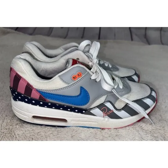 NIKE AIR MAX 1 Parra 2018 White Blue Pink Size 8.5 Men's