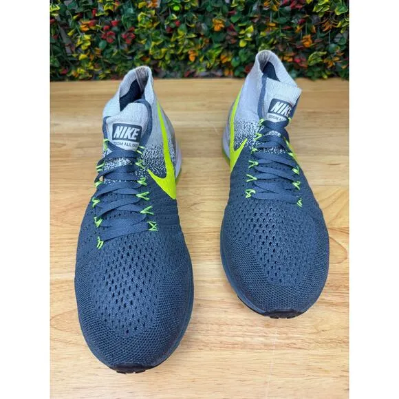 Nike Air Zoom All Out Flyknit Training Shoes Sneakers Blue Fox Gray Volt Mens 11