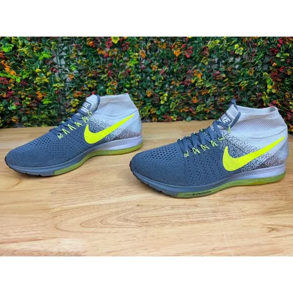 Nike Air Zoom All Out Flyknit Training Shoes Sneakers Blue Fox Gray Volt Mens 11