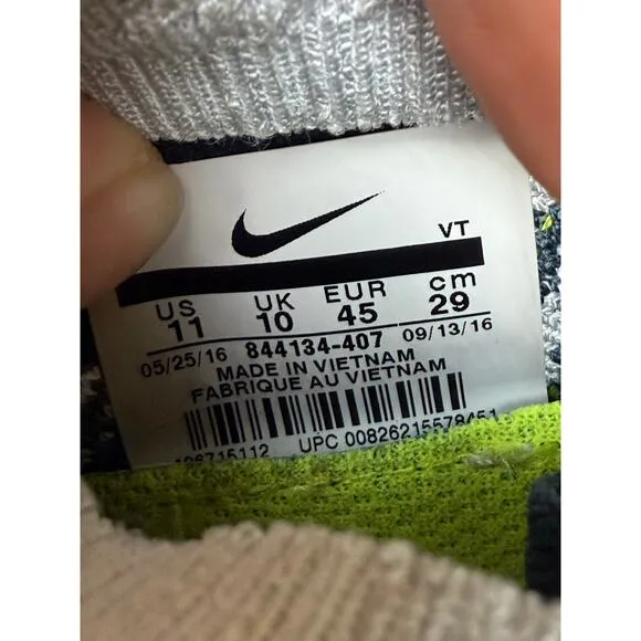 Nike Air Zoom All Out Flyknit Training Shoes Sneakers Blue Fox Gray Volt Mens 11